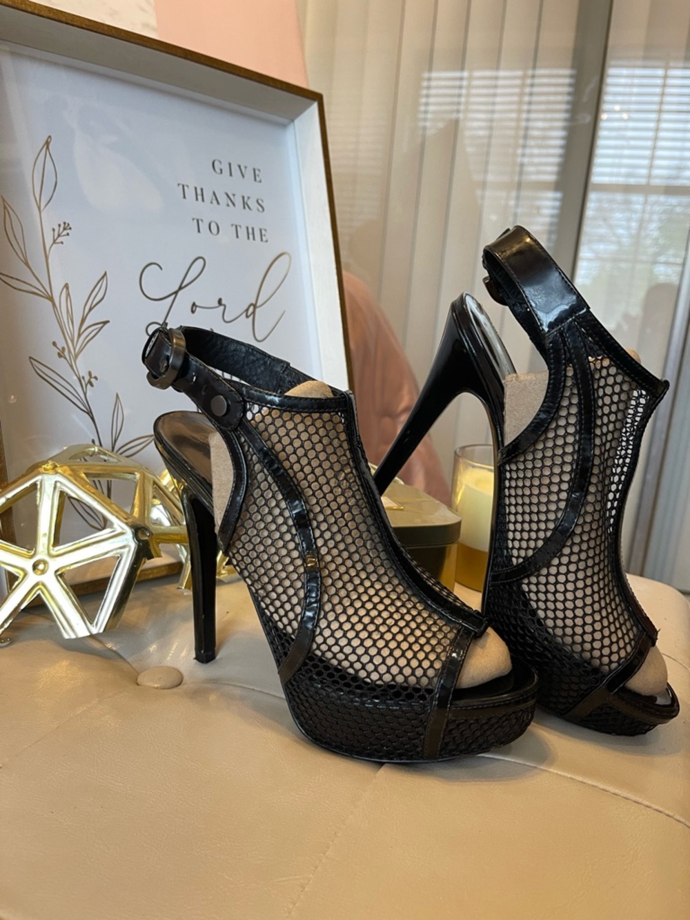 Guess by Marciano black mesh slingback platform stiletto size 6M